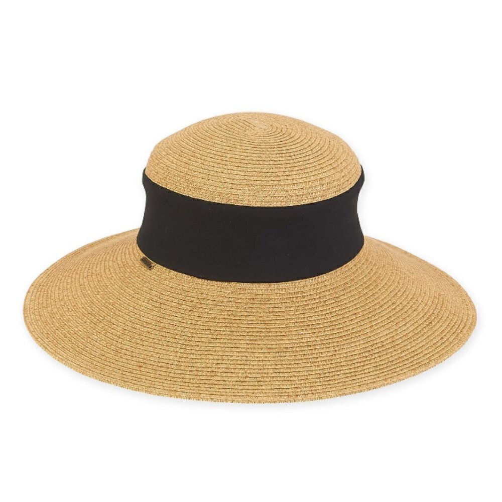 Sun N Sand Paper Braid Collapsible Crown Floppy 4" Brim Summer Women's Brown Hat
